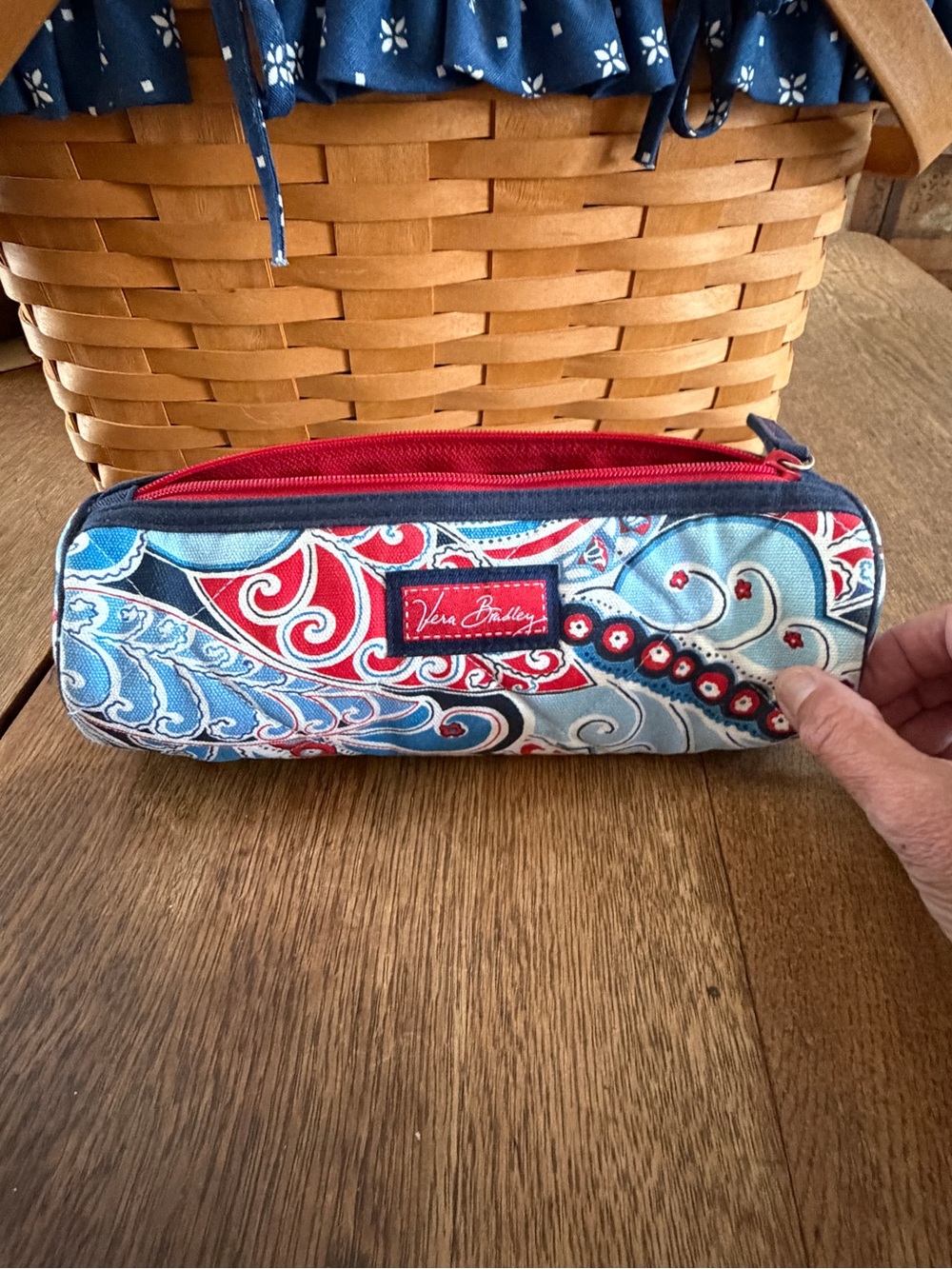 Vera Bradley Red and Blue Paisley Pencil Case